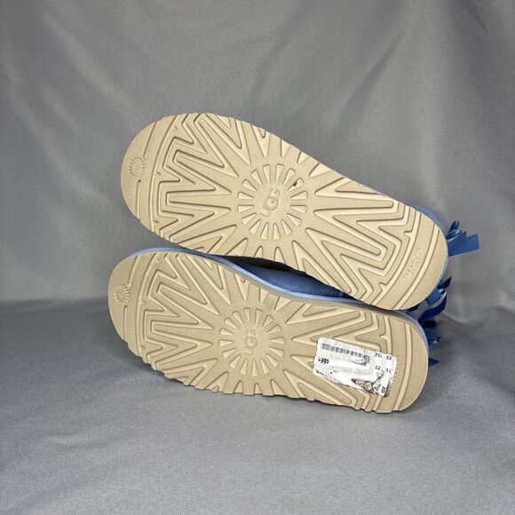 Womens Ugg Boots Bailey Bow Whisper Blue Suede Sheepskin Coquette Very RARE Sz 6 - Picture 16 of 16